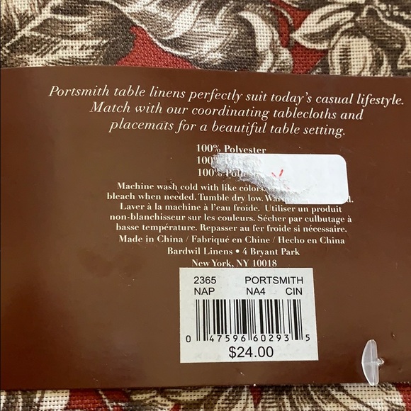 Bardwil 2365" Portsmith Napkins Set 4 cinnamon Pumpkin Holidays Decor - Picture 3 of 4